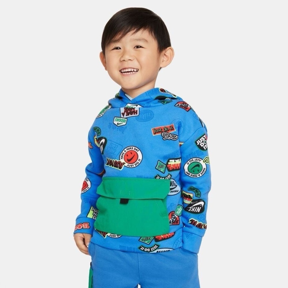 Nike‎ Sportswear Toddler Printed Hoodie 3T Blue Just Do It Fleece Pullover